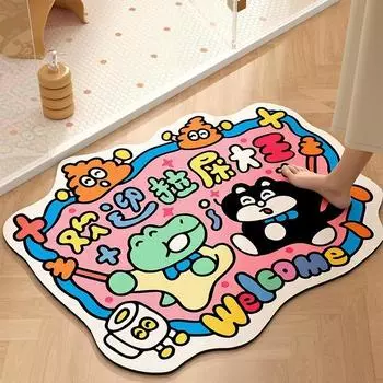 Коврик для ванной комнаты Welcome Poop King, впитывающий коврик для ног, нескользящий коврик для двери, быстросохнущий коврик 58 * 70CM [diatom mud]