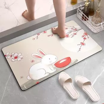 Коврик для ванной комнаты, впитывающий, быстросохнущий, нескользящий, большого размера, милый, свежий, туалетный коврик, туалетный диатомовый грязевой коврик 40 * 60cm Diatom Mud