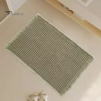 Коврик для ванной комнаты, впитывающий напольный коврик с нескользящей основой, моющийся вафельный коврик для ванной комнаты, прихожей, ванны и душа S зелёный