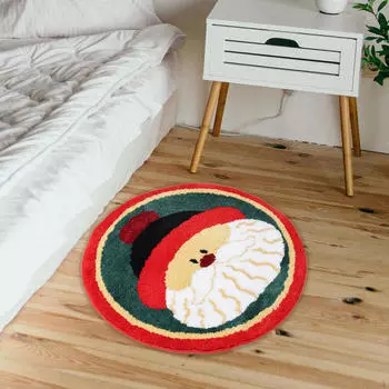 Коврик для ванной, коврик для пола в ванной, нескользящий круглый коврик для двери Санта-Клауса, рождественский коврик для ванной