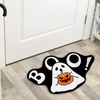 Коврик для ванной на Хэллоуин, мягкий плюшевый коврик для ванной с тыквой-призраком, нескользящий, впитывающий воду, напольная подушка, готический декор для ванной комнаты 50x80cm