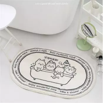 Коврик для ванной, нескользящий коврик с милым котом, впитывающие ковры, входные коврики, коврики для балкона, крыльца, коврик для гостиной, ванной комнаты, напольный коврик L60xW40cm