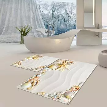 Коврик для ванной, пригодный для машинной стирки, нескользящая основа, моющийся, устойчивый к пыли, пятнам, набор из 2 ковриков для ванной, набор B1004