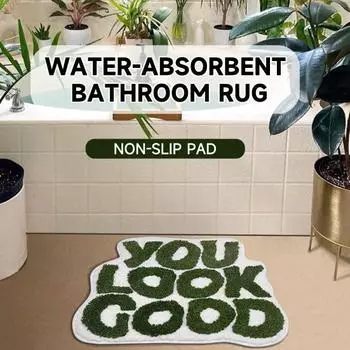Коврик для ванной, противоскользящий коврик для ванной комнаты, супер мягкий быстросохнущий водопоглощающий ультра-толстый коврик для стирки, украшение комнаты 40x60cm белый/зелёный