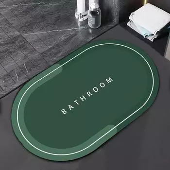 Коврик для ванной с диатомовой грязью, высокоабсорбирующий коврик для ванной комнаты, быстросохнущий коврик для пола, противоскользящий коврик с резиновой подкладкой, коврик для входа в кухню, коврик для кормления домашних животных 60cm темно-зеленого