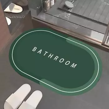 Коврик для ванной с диатомовой грязью, высокоабсорбирующий коврик для ванной комнаты, быстросохнущий коврик для пола, противоскользящий коврик с резиновой подкладкой, коврик для входа в кухню, коврик для кормления домашних животных 60cm темно-зеленого