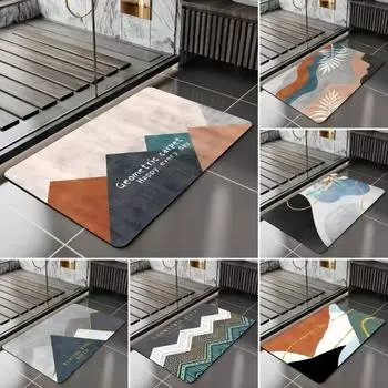 Коврик для ванной с геометрическим принтом, суперабсорбирующий, коврик для пола в ванной, кухонный дверной проем, диатомовая грязь, ковер для входа, нескользящий, домашний декор 40x60cm-Diatom mud