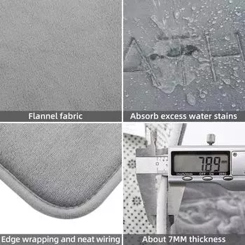 Коврик для ванной с губкой и мелким каменным узором, нескользящий коврик для двери в ванную, для использования на кухне и дома - праздничный дизайн на рождественскую тематику 40cmx60cm светло-серый