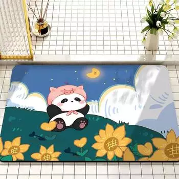 Коврик для ванной с изображением забавного животного из мультфильма, впитывающий быстросохнущий коврик для туалетной двери, нескользящий, простой в управлении коврик для ног 40*60cmTPR2.5MM