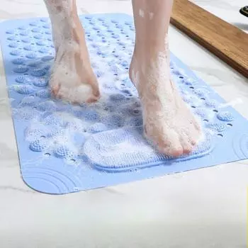 Коврик для ванной с противоскользящей подкладкой и присосками, моющаяся зона для массажа ног, коврик для душа, напольный коврик, принадлежности для купания 36cm x 69cm темно-серого