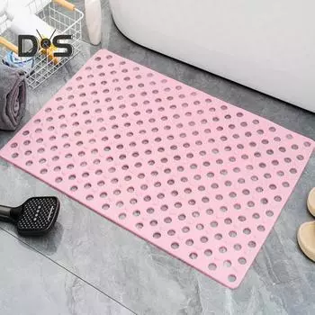 Коврик для ванной с защитой от падений, массажный коврик для душа с противоскользящими сильными присосками, коврик для спа с несколькими маленькими отверстиями для быстрого слива воды, коврик для ванной 46 розовый
