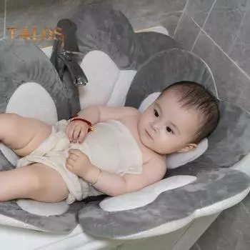 Коврик для ванной в форме цветка, складной, для поддержки новорожденного, противоскользящий, безопасный, можно стирать в стиральной машине, коврик для ванны, аксессуары для купания белый/синий