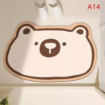 Коврик для ванной в мультяшном стиле, быстросохнущий, суперабсорбирующий, коврик для двери, диатомитовая грязь, нескользящий резиновый коврик для передней части ванны