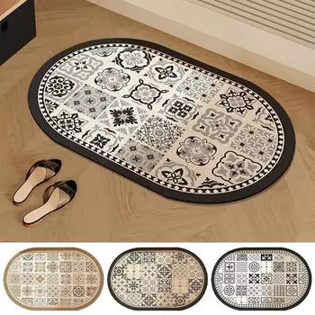 Коврик для ванной в стиле ретро, овальный, противоскользящий, коврик для душа, коврик для сушки двери, коврик для входа в кухню, коврик для пола в ванной, коврик для ног, туалетный коврик 40X60cm