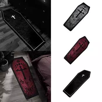 Коврик для ванной в виде гроба, ковер на Хэллоуин, готический декор для дома, гостиная, ванная комната, спальня, кухня, коврик для двери в виде гроба, подарок на Хэллоуин с ужасами и привидениями One Size чёрный