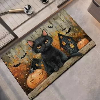 Коврик для ванной в виде тыквы на Хэллоуин, коврики для ног в ванной, впитывающий, быстросохнущий, коврик для душа, противоскользящий, коврик для ванной, входные коврики, моющиеся 40cmx60cm