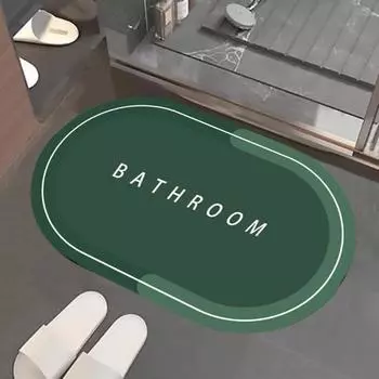 Коврик для ванной Yousheng Diatom Mud с высокой впитывающей способностью, быстросохнущий коврик для ванной, противоскользящий коврик с резиновой подкладкой, коврик для входа в кухню, коврик для кормления домашних животных 60cm темно-зеленого