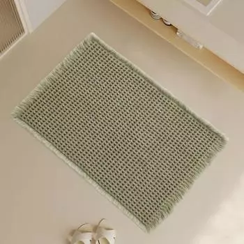 Коврик для ванной Yousheng, впитывающий коврик с нескользящей основой, моющийся вафельный коврик для ванной комнаты, прихожей, ванны и душа S зелёный