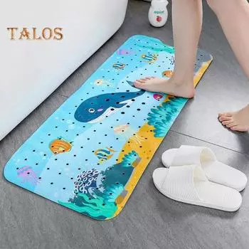 Коврик для ванны с мультяшным принтом, противоскользящий, с дренажными отверстиями, прочные присоски, безопасное развлечение, опыт купания, детский коврик для душа Fish