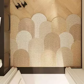 Коврик для входа в дом из кремового шелка с противоскользящим покрытием и кольцом, коврик для входа в дом, современный ковер с вырезами специальной формы 45*75