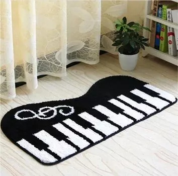 Коврик для входа в туалет Smiti Piano Keyboard Pattern, черный, 45x80 см