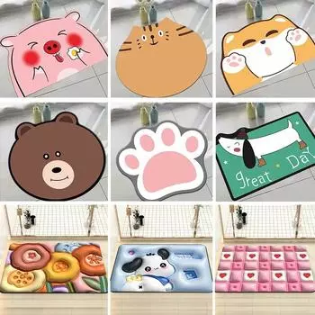 Коврик для входа в ванную с изображением мультяшного кота или собаки, быстросохнущие противоскользящие коврики, милый комфортный коврик для кухни и туалета, аксессуары для дома 400MMx600MM