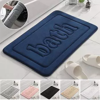 Коврик для входа, впитывающий воду, противоскользящий коврик для двери и ванной комнаты, ковер из кораллового флиса, быстросохнущий коврик для туалета с эффектом памяти, домашний декор 40x60CM белый