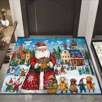 Коврик для входной двери Advanced Sense Cartoon Santa Claus Коврик для входной двери Нескользящий бытовой впитывающий быстросохнущий коврик 40 * 60Cm