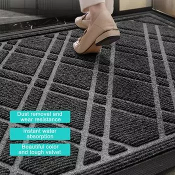Коврик для входной двери, грязеуловитель, современный геометрический прямоугольный противоскользящий резиновый коврик для дома и улицы, входная дверь, пол S бежевый