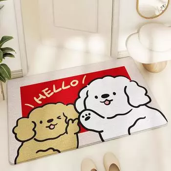 Коврик для входной двери с изображением мультяшной собаки, устойчивый к истиранию, Keni Velvet Home Cute, противоскользящий коврик для пыли 50*80cm