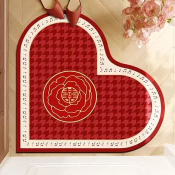 Коврик для входной двери свадебного фестиваля, коврик специальной формы для входной двери, коврик для входной двери красного цвета, практичный, устойчивый к грязи 40*40