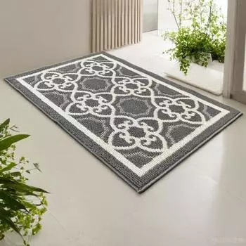 Коврик для входной двери в геометрическом стиле, внутренний коврик для входа, впитывающий воду, низкий профиль