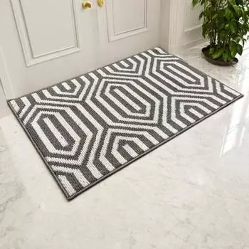 Коврик для входной двери в геометрическом стиле, коврик для входа в помещение, впитывающий воду, низкий профиль, коврик для двери