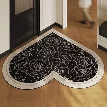 Коврик для входной двери в старинном стиле в форме сердца, впитывающий нескользящий коврик для ног, который можно протирать, коврик для двери 60*60