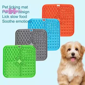 Коврик для вылизывания домашних животных с присосками, более медленное кормление, развитие хороших привычек в еде - дозатор лакомств синий