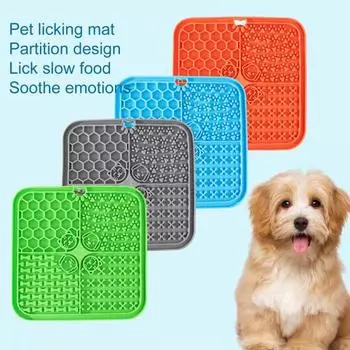 Коврик для вылизывания домашних животных с присосками. Медленное кормление. Выработка хороших привычек в еде. Снятие скуки. Коврик для дозатора лакомств для собак. оранжевый