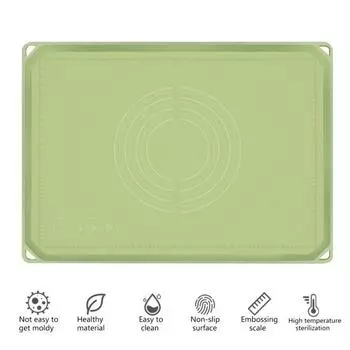 Коврик для выпечки Точные масштабы Увеличенный край Брызгозащищенный Устойчивый к высоким температурам антипригарный силиконовый очень толстый большой коврик для раскатки теста зелёный