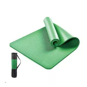 Коврик для занятий йогой и растяжкой, для тренировок мышц, с чехлом для хранения, толщина (Зеленый, 8мм) зелёный