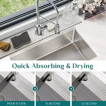 Коврик для защиты кухонной раковины, быстросохнущий диатомовый коврик для кухонной стойки, суперабсорбент, предотвращает накопление влаги чёрный