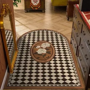 Коврик Дверной проем Ванная комната Водопоглощающий нескользящий кухонный ковер для кухни Гостиная Коврики для ног Туалет Ретро напольные коврики для унитаза Американский стиль Роскошь 50*80CM