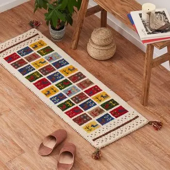 Коврик Hagiwara Gabbeh 40 x 120 см шерстяной для помещений, толстый, прибл.. GABBEH D19 Ручная работа