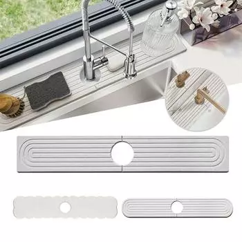 Коврик из диатомита для раковины, бытовые краны, брызгозащитный коврик для кухонного бара, многофункциональный нескользящий коврик для впитывающей сушки Groove серый