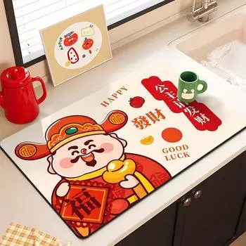 Коврик из диатомовой грязи для дома, кухонной столешницы, посуды, чашек, теплоизоляционный коврик для ванной комнаты, нескользящий коврик для ног 40 * 60Cm (Diatom Mud)