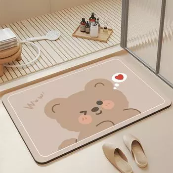 Коврик из диатомовой грязи, мультяшный, милый, бытовой, впитывающий коврик для ног, для туалетной двери, для ванной комнаты, можно резать, нескользящий коврик 40 * 60cm