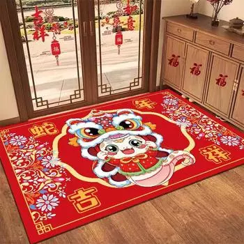 Коврик из красной диатомовой грязи «Год змеи» для весеннего фестиваля, впитывающий, быстросохнущий, нескользящий, входной коврик 40*60cm