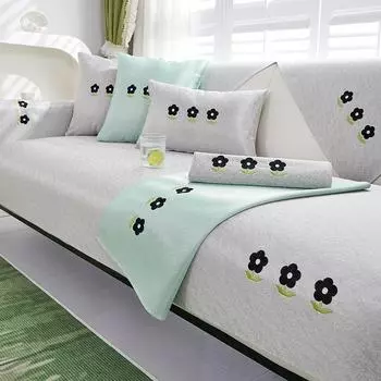 Коврик из ледяного шелка, подушка для дивана, летняя Нескользящая крутая подушка, простой современный универсальный чехол для дивана, тканевый чехол 70*70cm