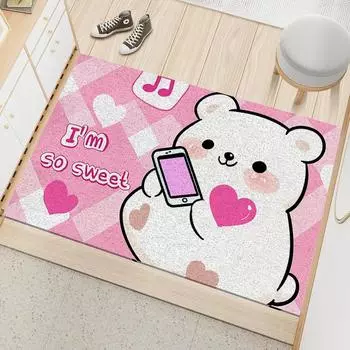 Коврик из мультяшного шелка, нескользящий коврик для двери, износостойкий коврик, пылеудаляющий коврик для крыльца, грязный, масляный и грязный дверной коврик 40 * 60CM silk ring
