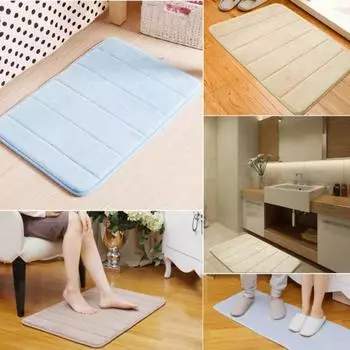 Коврик из пены с эффектом памяти, нескользящий плюшевый водопоглощающий коврик для кухни, ванной комнаты, коралловый флис для душа 40x60cm хаки