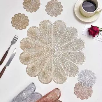 Коврик из ПВХ Yousheng, теплоизоляционный коврик для стола, подставки для чашек, нескользящая подставка для обеденного стола, защищает стол от ожогов, пятен, декор для дома, кухни, бара S серебряный