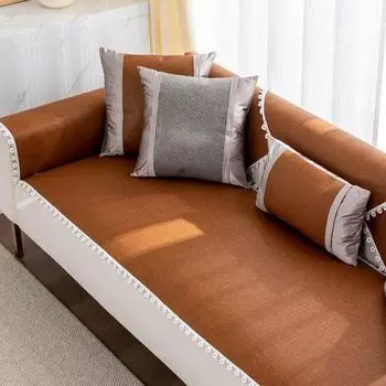 Коврик из ротанга, диванная подушка, летняя ледяная подушка, ледяной шелк, летний коврик, нескользящий кожаный чехол для дивана, летний тканевый чехол 60*60cm